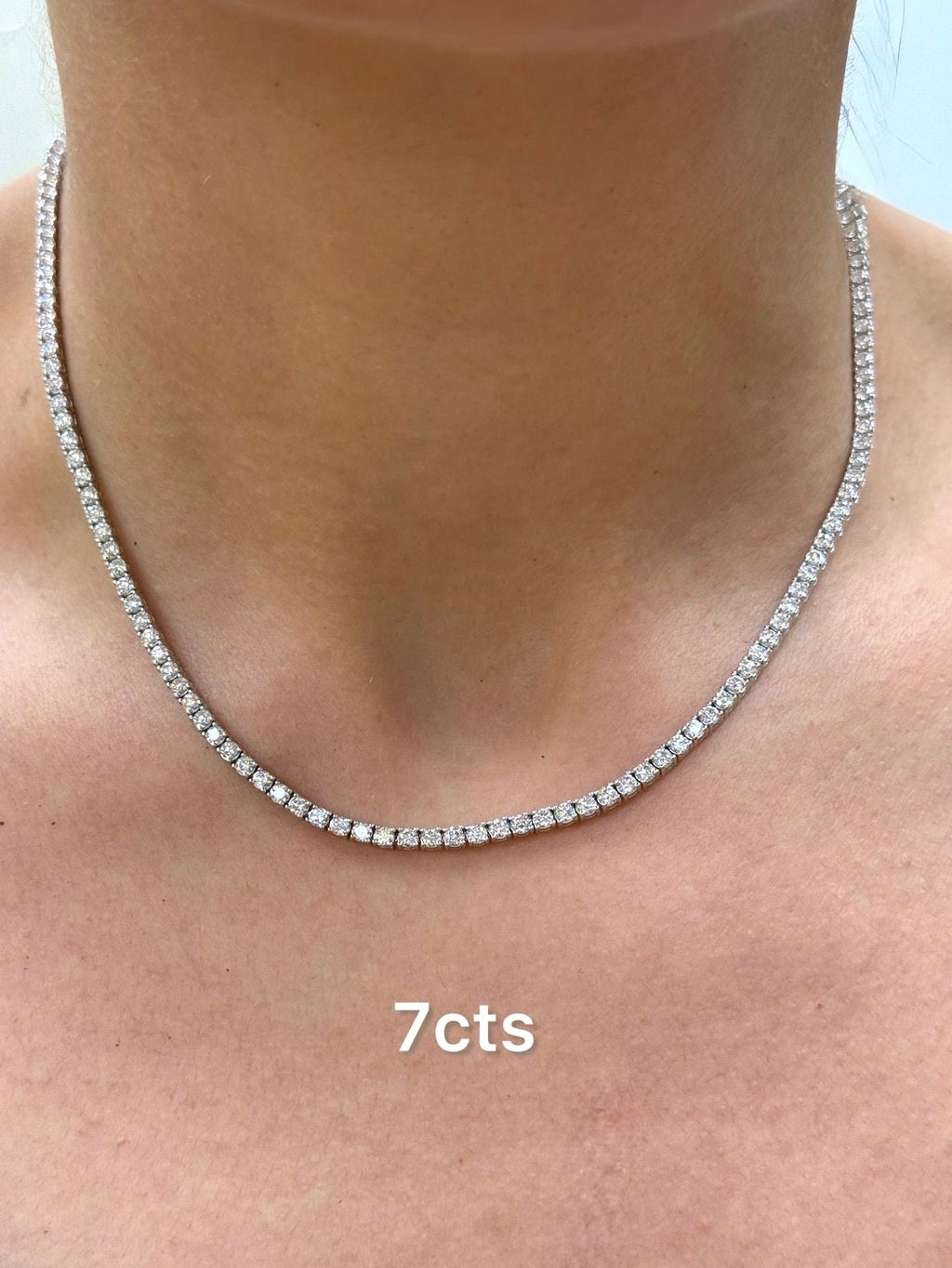 Lab-Grown Round Diamond Tennis Necklace, 4-Prong