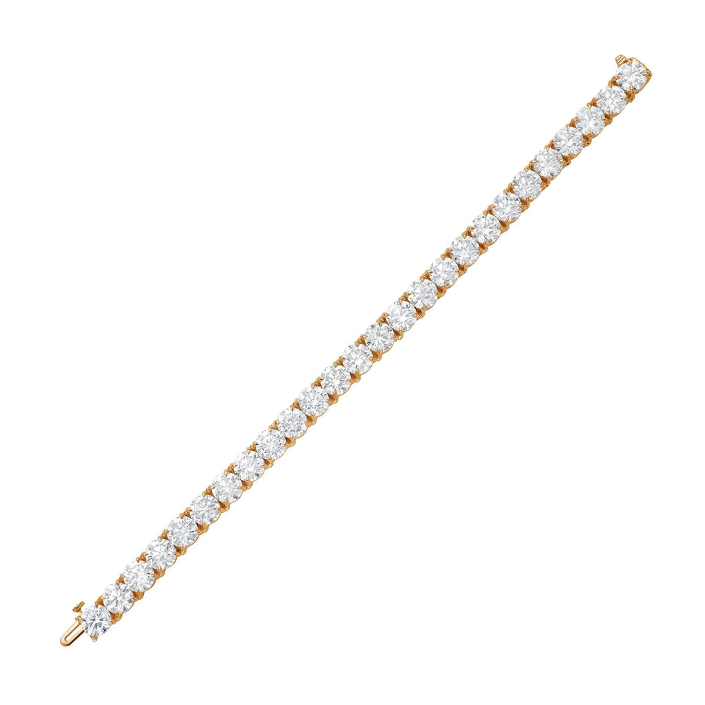 Lab-Grown Round Diamond Tennis Bracelet, 4-Prong, 14K Gold