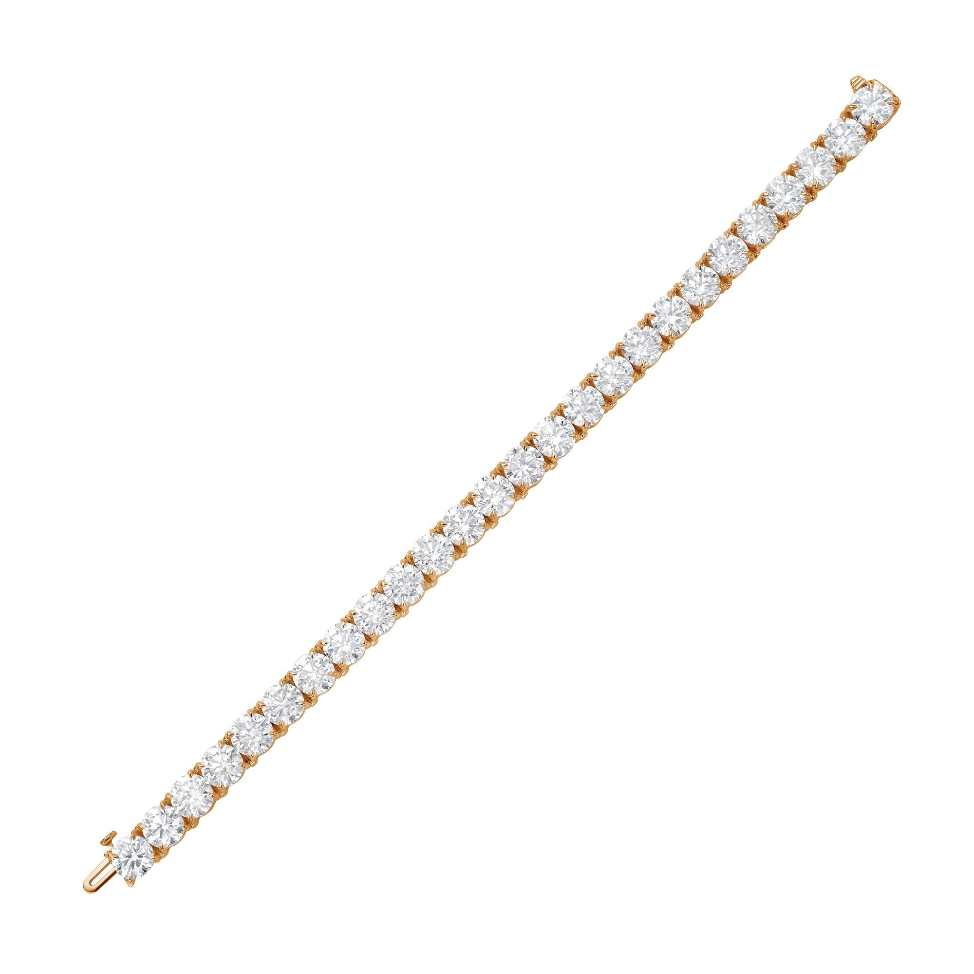 Lab-Grown Round Diamond Tennis Bracelet, 4-Prong, 14K Gold