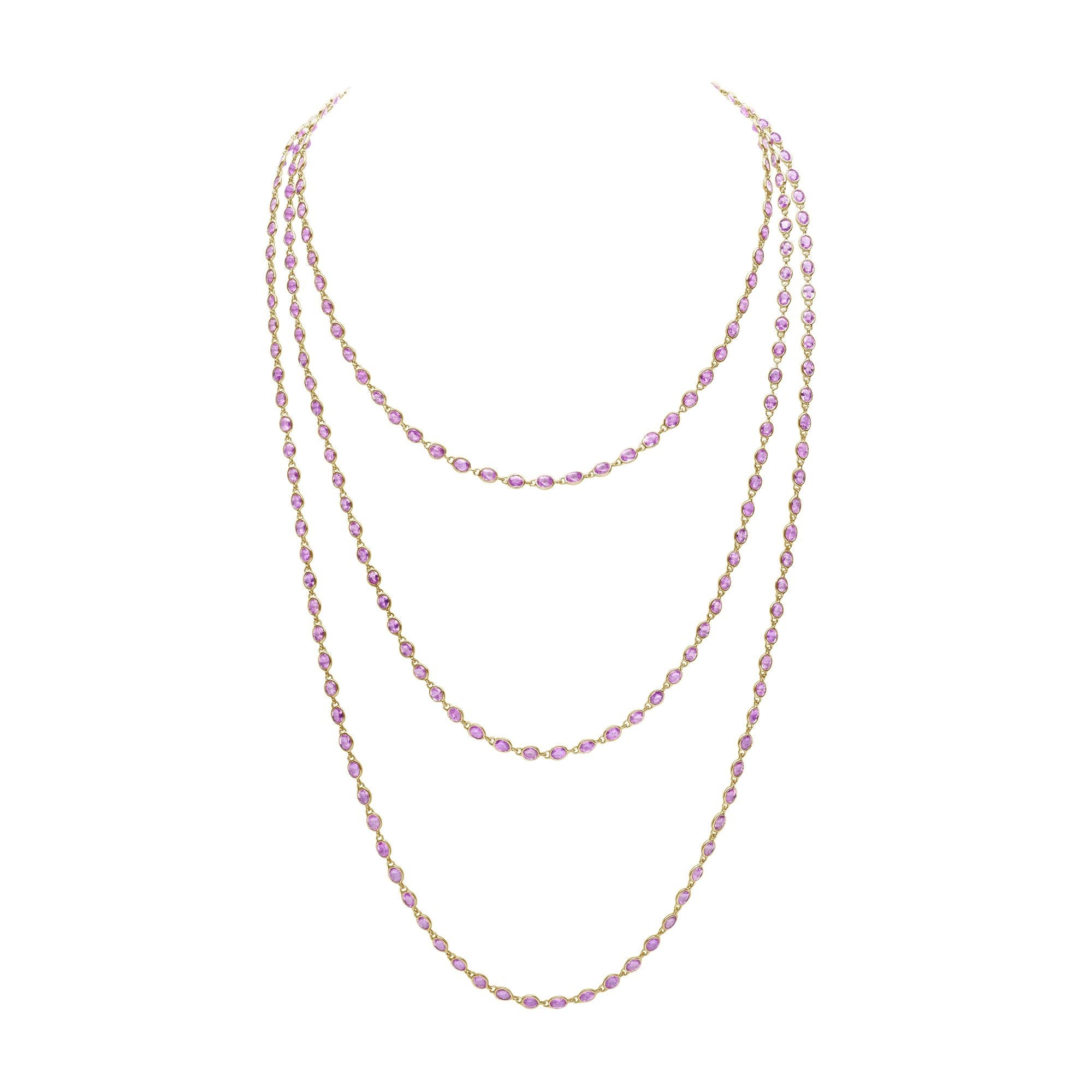 Oval Pink Sapphire Necklace