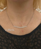 Lab Grown Pink Diamond Graduated Curved Bar Necklace
