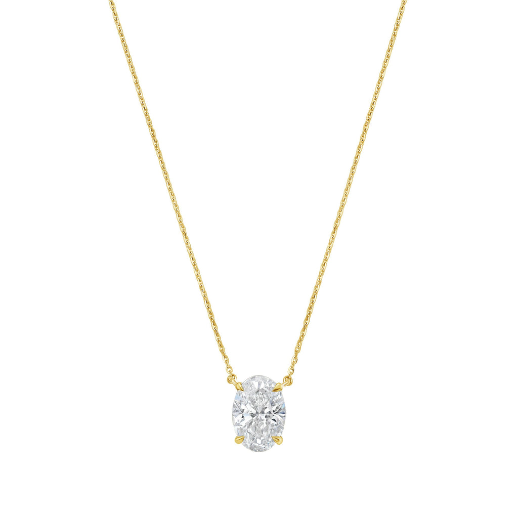 Lab-Grown Oval Diamond Solitaire Pendant Necklace, 4-Prong