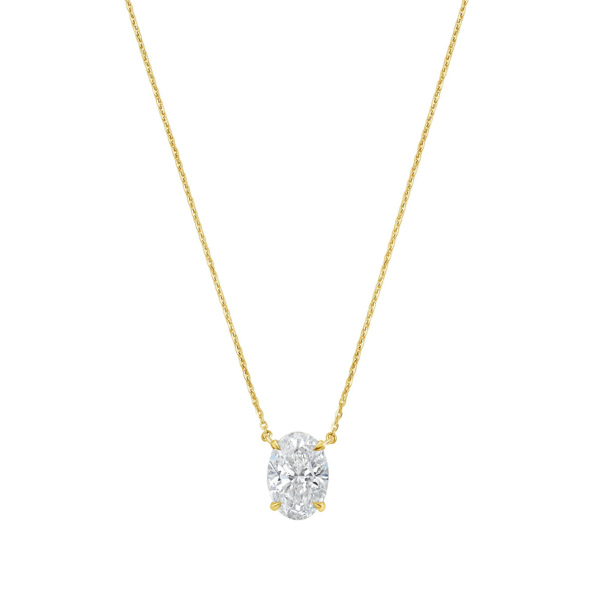 Lab-Grown Oval Diamond Solitaire Pendant Necklace, 4-Prong