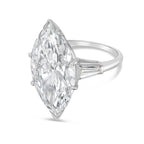 Lab-Grown Marquise Diamond Ring with Baguettes, 18K Gold