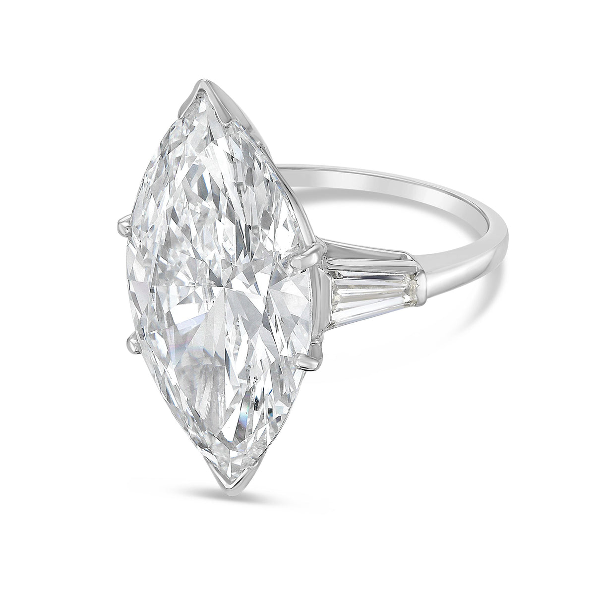 Lab-Grown Marquise Diamond Ring with Baguettes