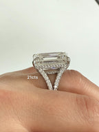 Lab-Grown Emerald Cut Split Shank Engagement Ring